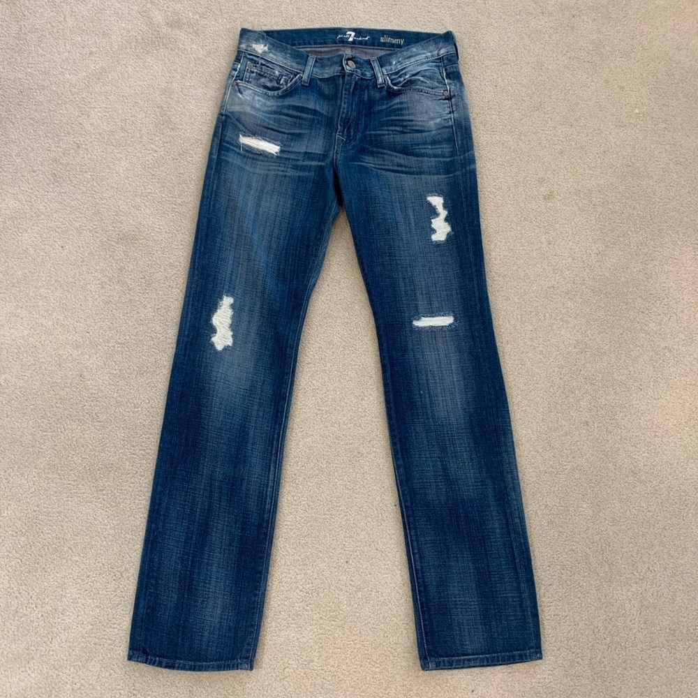 7 for All Mankind Slimmy Distressed Jeans Size 30